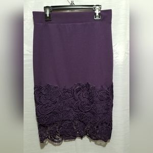 Women's Olivia blu Pencil Skirt Size Small Color Purple with lace bottom